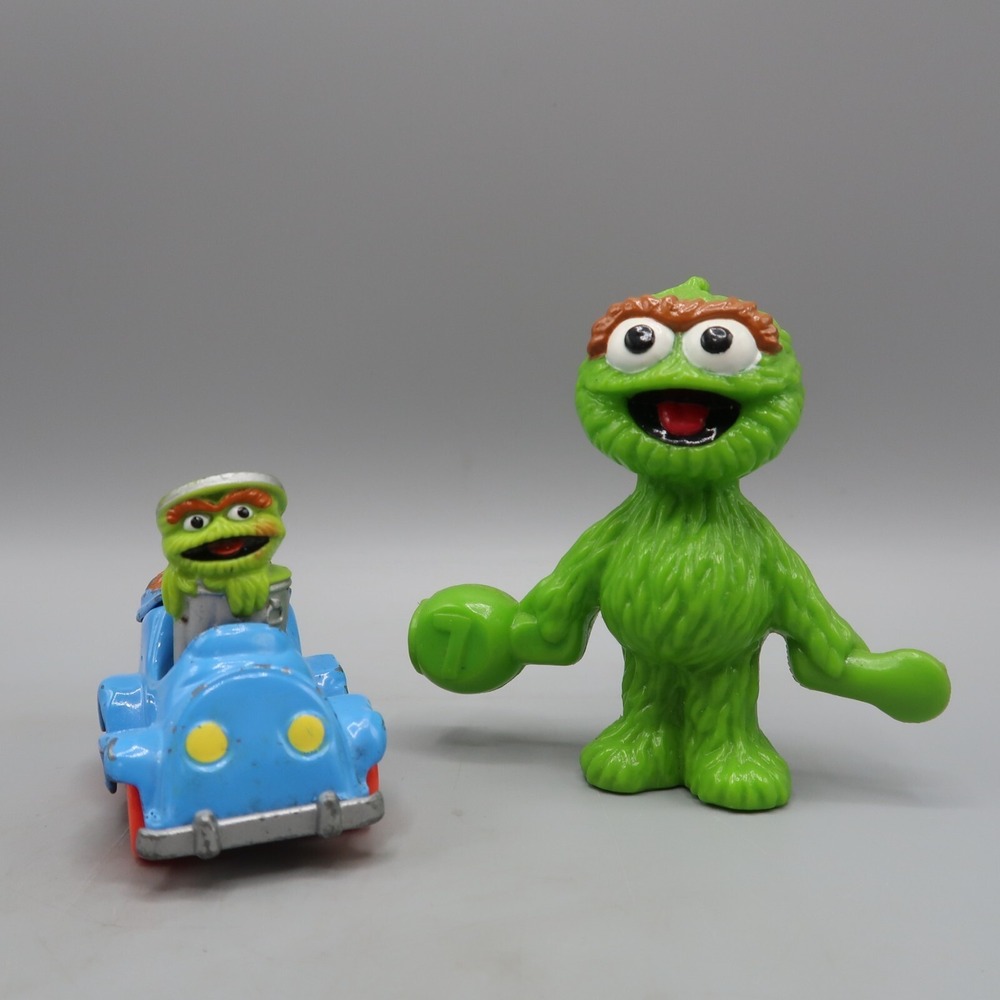 1987 Muppets Playskool Oscar The Grouch Diecast Metal Car & Tyco Figure Lot